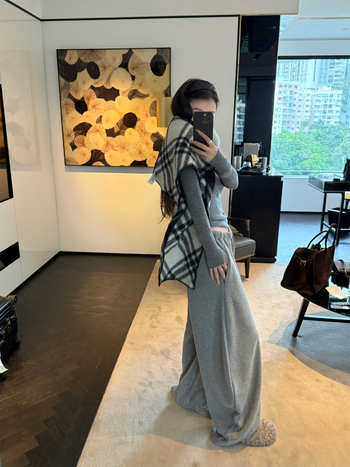 Hlače s visokim strukom, opuštenog širokog kroja, svakodnevni stil, pamuk-poliester mješavina (50–70% pamuka), zima 2025, japansko-korejski ležerni stil