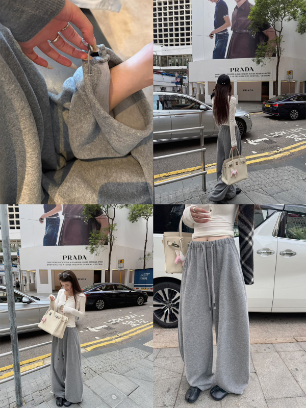 Hlače s visokim strukom, opuštenog širokog kroja, svakodnevni stil, pamuk-poliester mješavina (50–70% pamuka), zima 2025, japansko-korejski ležerni stil