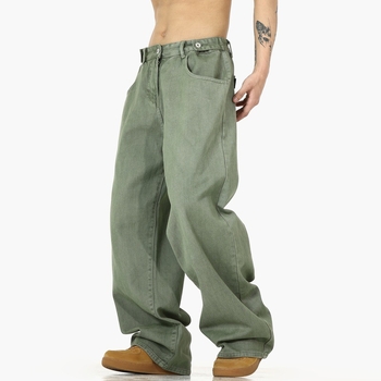 Τζιν με υψηλή μέση και ευθεία γραμμή, ύφασμα από μίγμα πολυεστέρα, φερμουάρ, διακοσμητικά τσεπών