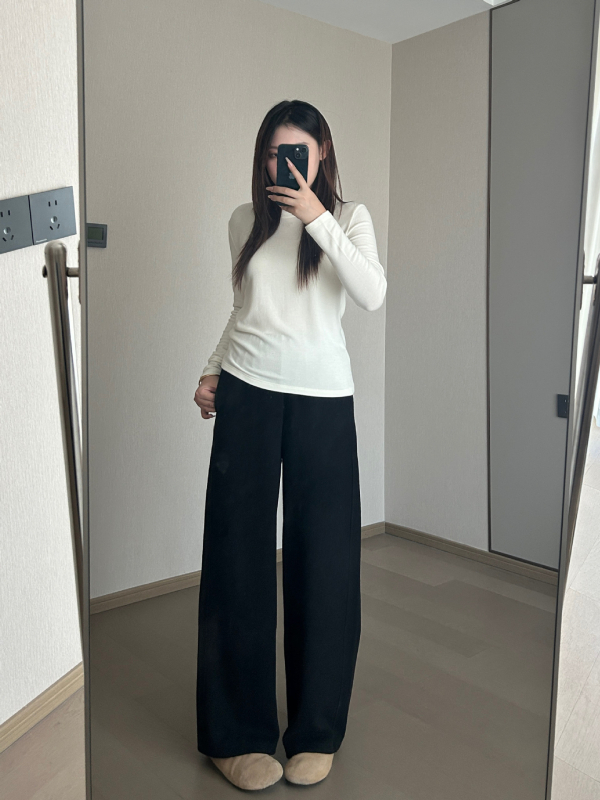 Casual hlače, ravni kroj, visokim strukom, vunena-mješavina materijala, debeli materijal, jesen 2025