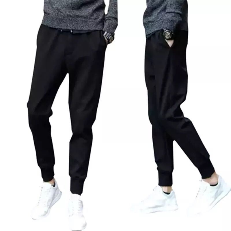 Muške sportske hlače, cropped slim-fit, prugaste, srednji struk, vezanje na šnoru, rastezljiv materijal
