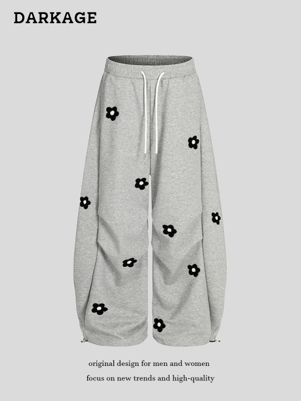 Ženske casual hlače od pamuka, ravni kroj, labavi kroj, srednji pojas, ulični stil