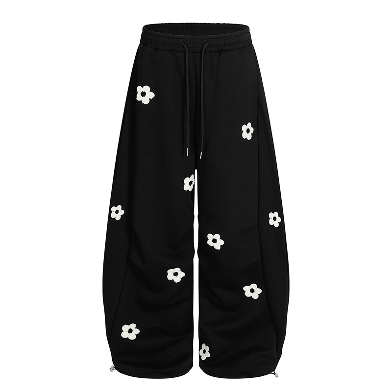 Ženske casual hlače od pamuka, ravni kroj, labavi kroj, srednji pojas, ulični stil