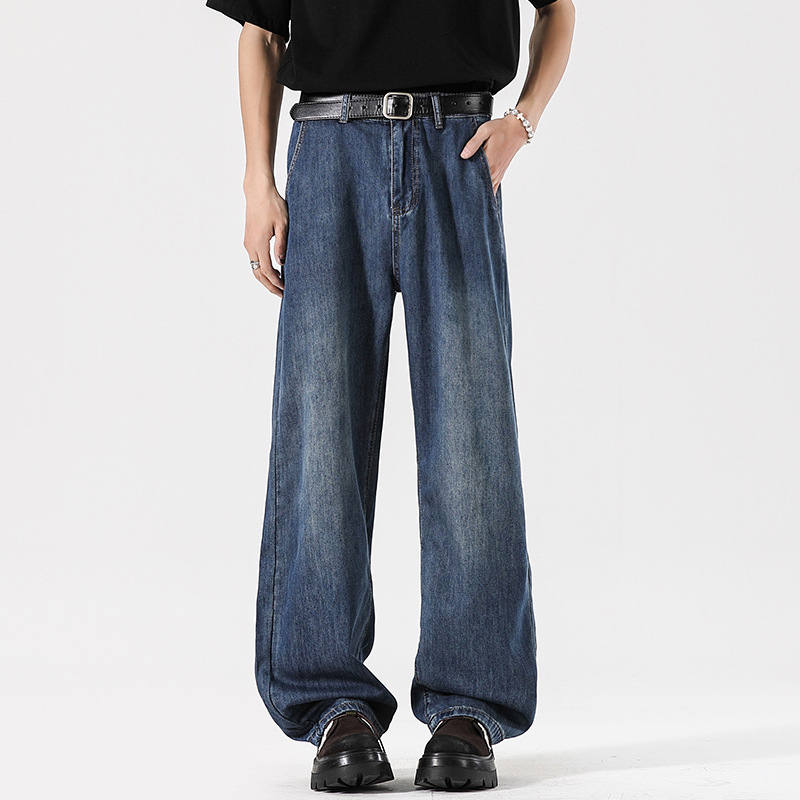 Lyocell traperice, labav kroj, široke nogavice, pranje peskom, srednji pojas