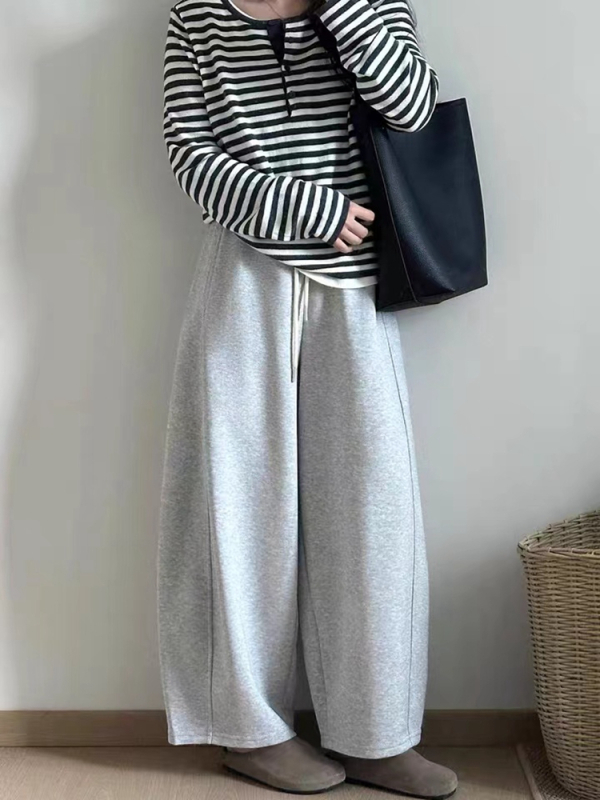 Pantaloni casual pentru femei, plus size, talie înaltă, croi larg, lungime 3/4, micro-elastic, amestec poliester