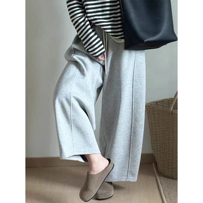 Pantaloni casual pentru femei, plus size, talie înaltă, croi larg, lungime 3/4, micro-elastic, amestec poliester