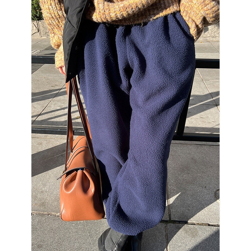 Ženske široke duge casual hlače, patchwork gradski stil, akril-poliester mješavina (95%+ poliester), jesen 2024
