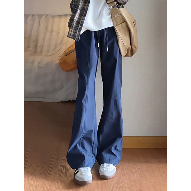 Pantaloni casual pentru femei bootcut, talie înaltă, stil urban, amestec poliester 90–95%, buzunare