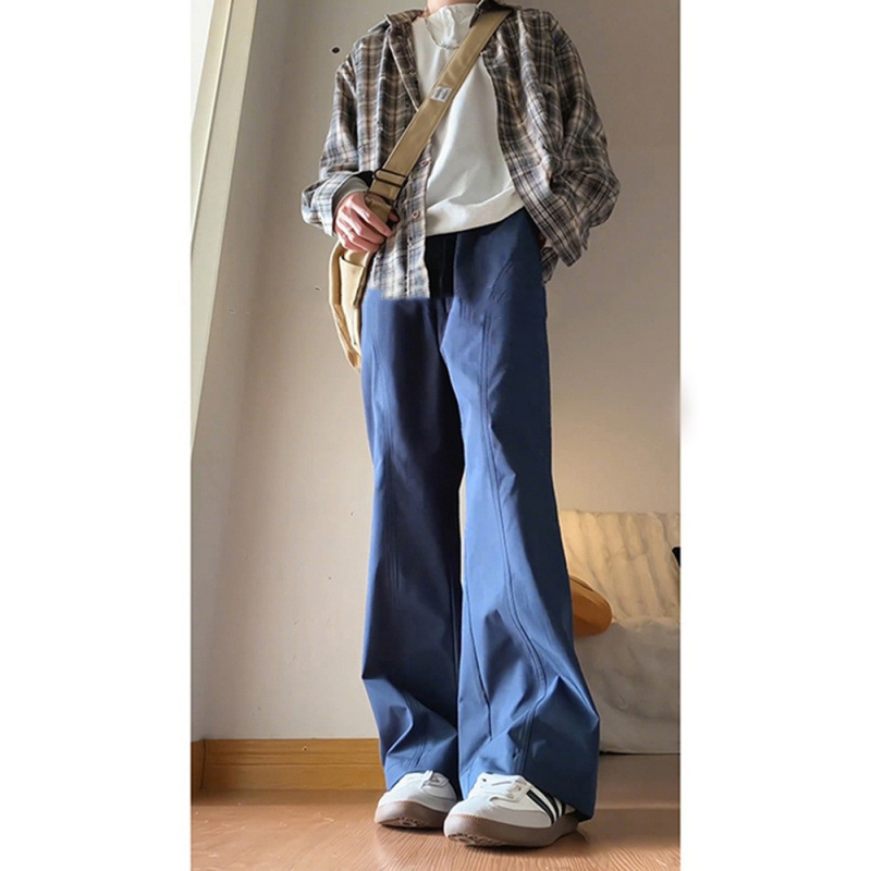 Pantaloni casual pentru femei bootcut, talie înaltă, stil urban, amestec poliester 90–95%, buzunare