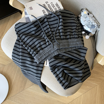 Pantaloni cu croi drept pentru birou și purtare zilnică, talie înaltă, șnur, amestec bumbac-poliester, microelasticitate