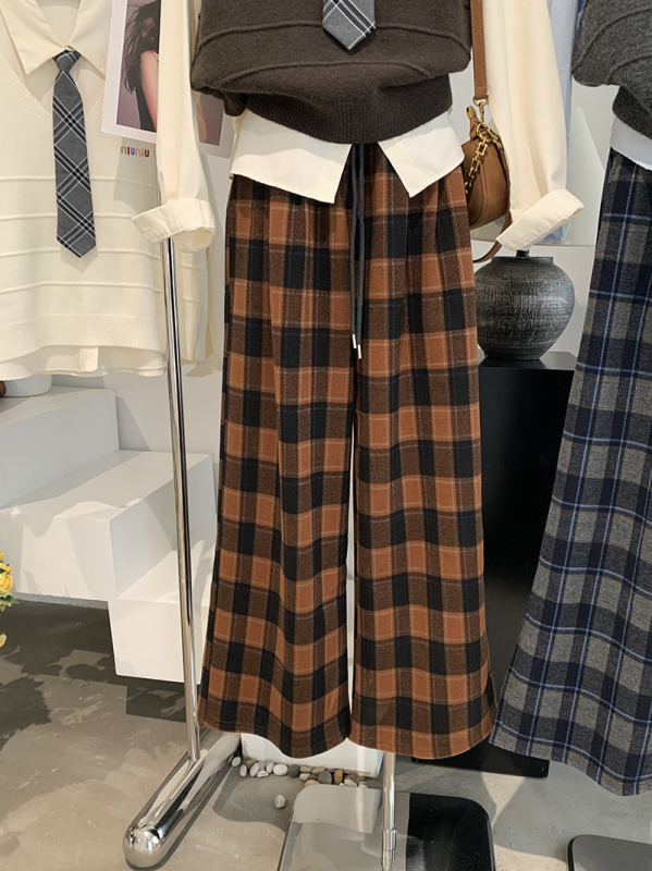 Ženske casual hlače od pamuk-mješavine, visok pas, ravni kroj, duge, debeli materijal, 70-80% poliester-pamuč, šifra 6012