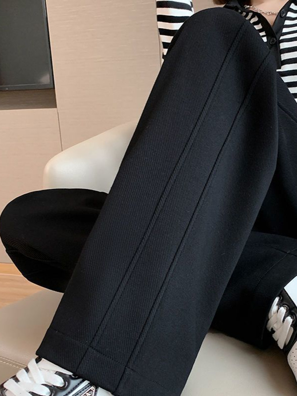 Ženske široke hlače s visokim strukom, straight fit, casual, pamuk mešavina, jesen 2025