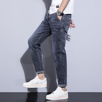 Muške traperice u korejskom stilu, visoka elastičnost, ravni kroj, produžena dužina