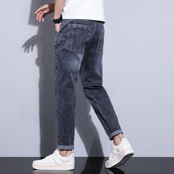 Muške traperice u korejskom stilu, visoka elastičnost, ravni kroj, produžena dužina