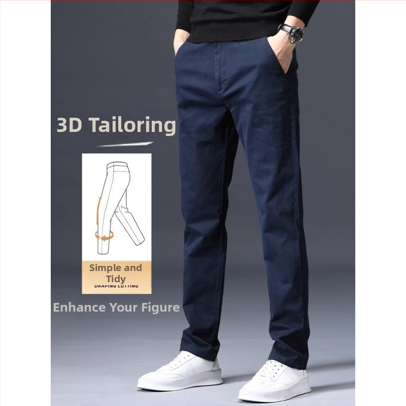 Muške pamučne hlače ravnog kroja, srednji struk, zatvarač i ukras na džepovima