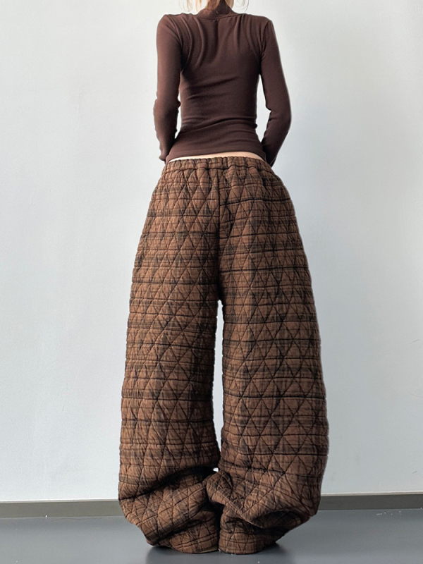 Ženske široke hlače, debele tkanine, zima 2025, prirodni pojas, casual gradski stil