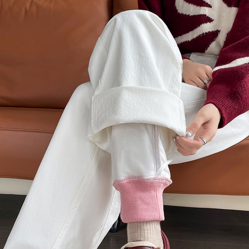 Moteriškos pūkinių kelnių žiemai, storos, tiesus kirpimas, aukštas liemuo, balto antis pūno įdėklas 80–90%