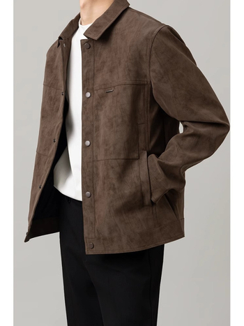 Muška jakna u vintage stilu, s reverom (lapel), jednobrodsko kopčanje na jedan red, kratka duljina, poliester tkanina, proljeće-jesen, casual vanjska odjeća