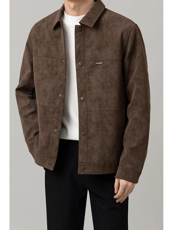 Muška jakna u vintage stilu, s reverom (lapel), jednobrodsko kopčanje na jedan red, kratka duljina, poliester tkanina, proljeće-jesen, casual vanjska odjeća