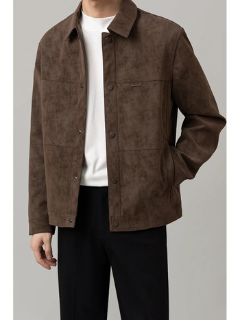 Muška jakna u vintage stilu, s reverom (lapel), jednobrodsko kopčanje na jedan red, kratka duljina, poliester tkanina, proljeće-jesen, casual vanjska odjeća