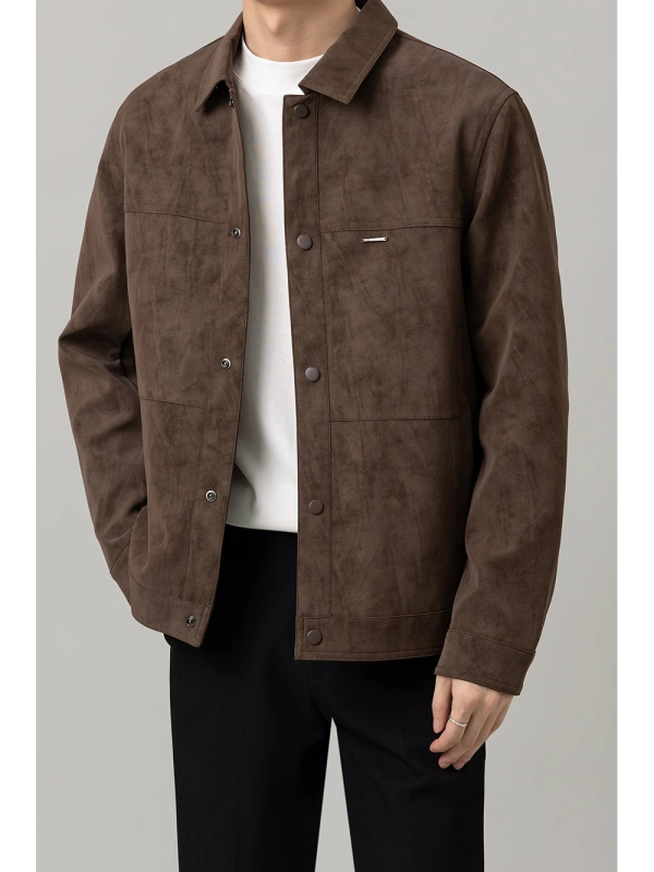 Muška jakna u vintage stilu, s reverom (lapel), jednobrodsko kopčanje na jedan red, kratka duljina, poliester tkanina, proljeće-jesen, casual vanjska odjeća