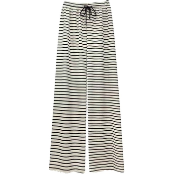 Ženske hlače s visokim strukom od mliječne svile, ravne i široke nogavice, opuštena silueta, potiskani materijal, proljeće 2024.