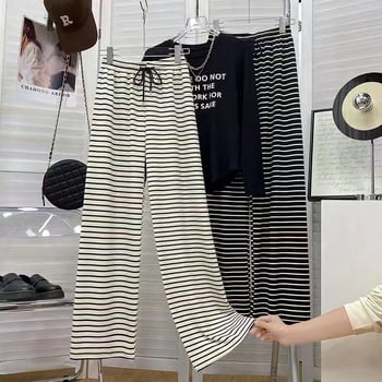 Dámske casual nohavice s voľnou rovnou siluetou a vysokým pásom; Milk Silk látka (70–80% polyester, 20–30% spandex); japonsko-kórejský leisure štýl