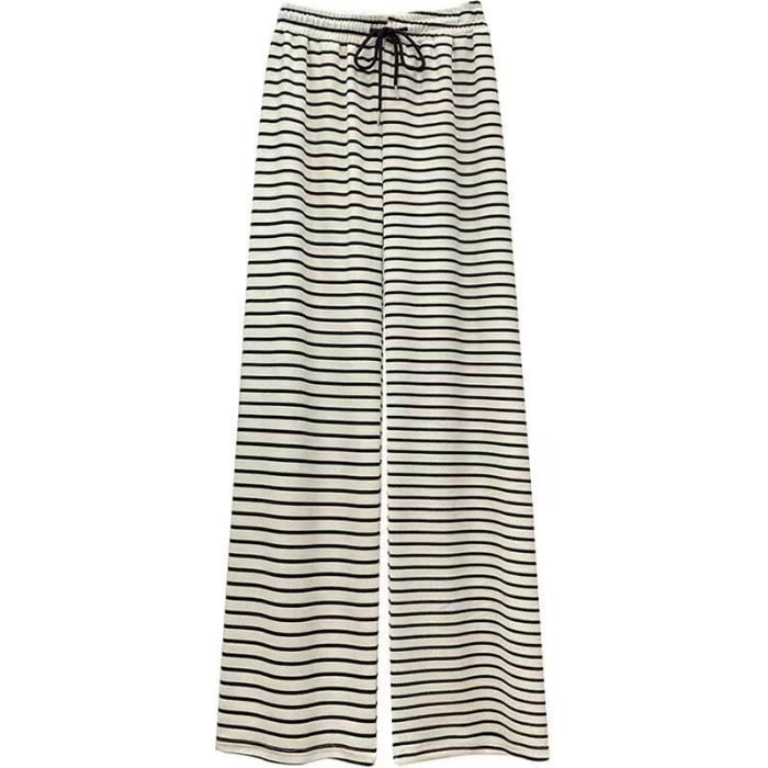 Dámske casual nohavice s voľnou rovnou siluetou a vysokým pásom; Milk Silk látka (70–80% polyester, 20–30% spandex); japonsko-kórejský leisure štýl