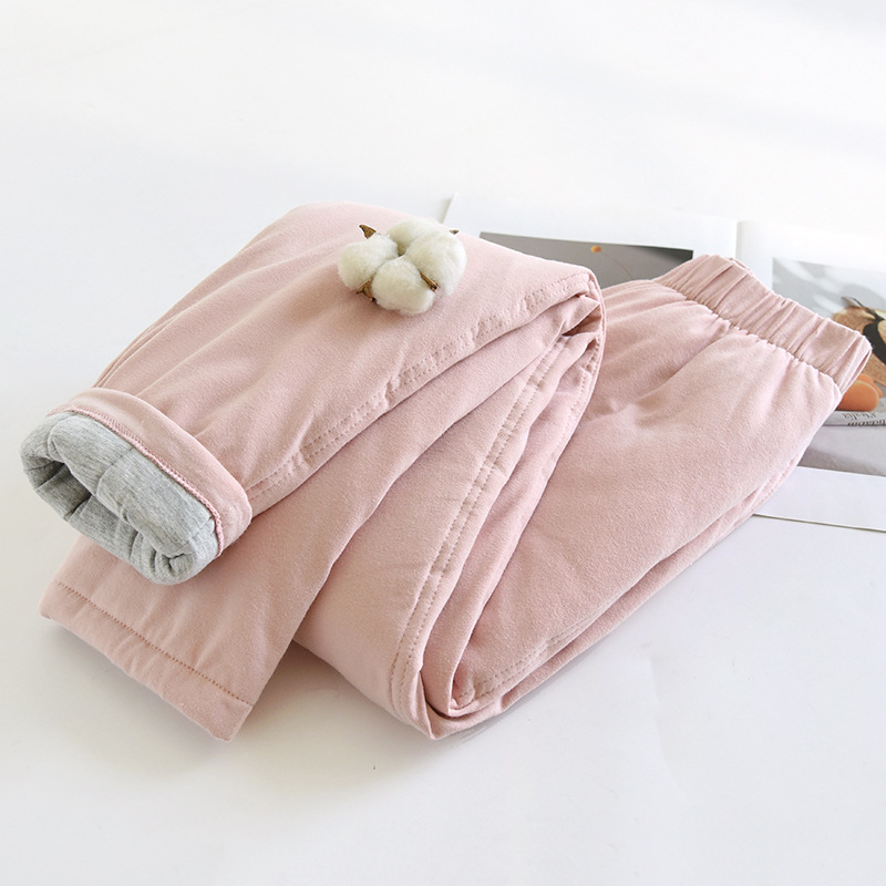 Moteriškos storo medvilnės kelnes su tiesia kirpimo linija, vidutinio juosmens, užpildas >95% medvilnės