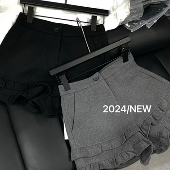 Casual široke vunene hlače (Tkanina: tkana; Glavni materijal: vuna; Duljina: 3/4; Mikroelastične)