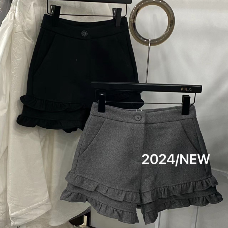 Casual široke vunene hlače (Tkanina: tkana; Glavni materijal: vuna; Duljina: 3/4; Mikroelastične)