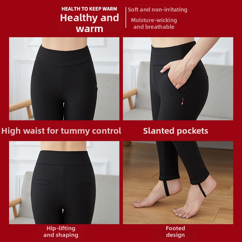 Naistele talvise püksid – tiheda lõikega, ülivillakad, polüester 90–95% ja Mulberry siid <30%, 3D muster