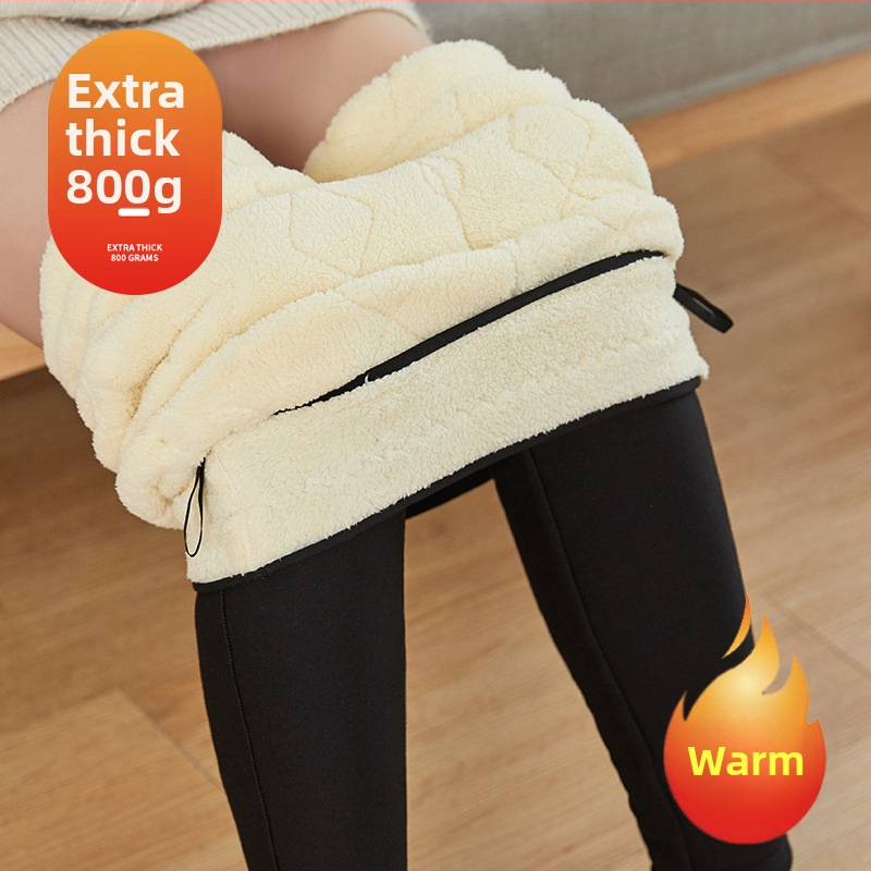 Naiste termokõrvalised püksid — ülisuure paksusega, kõrge vöökohal, polüesteri ja mulberry siidi segu, 3D muster, kitsas lõige