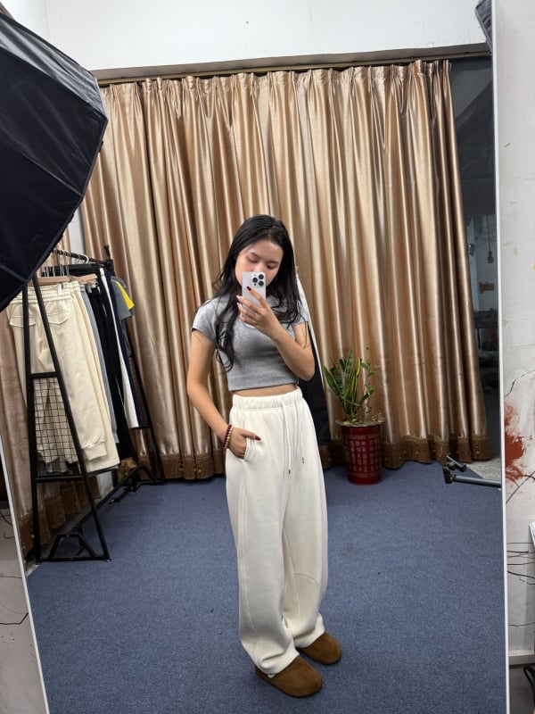 Casual Chenille ravne hlače, visokim strukom, gradski stil, zima 2025