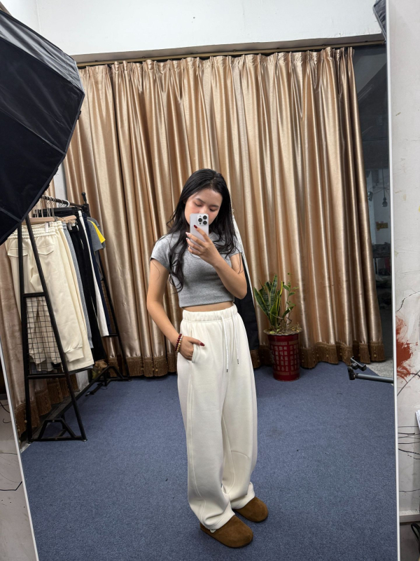 Casual Chenille ravne hlače, visokim strukom, gradski stil, zima 2025