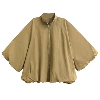 Jakna sa stojećim ovratnikom, zatvara se patentnim zatvaračem, širok kroj, A-linija vjetrovka, proljeće 2025