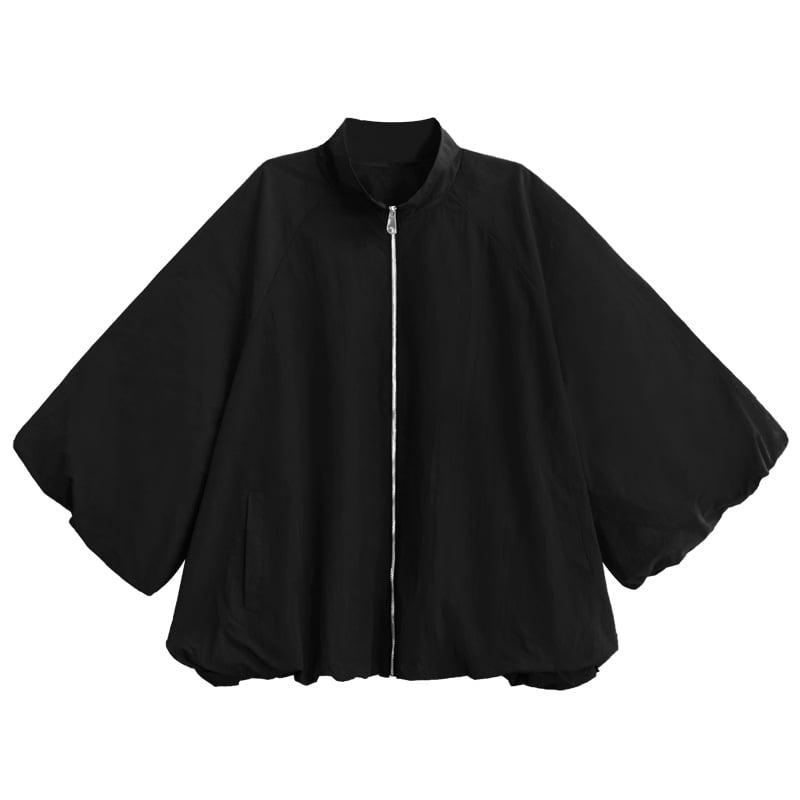 Jakna sa stojećim ovratnikom, zatvara se patentnim zatvaračem, širok kroj, A-linija vjetrovka, proljeće 2025