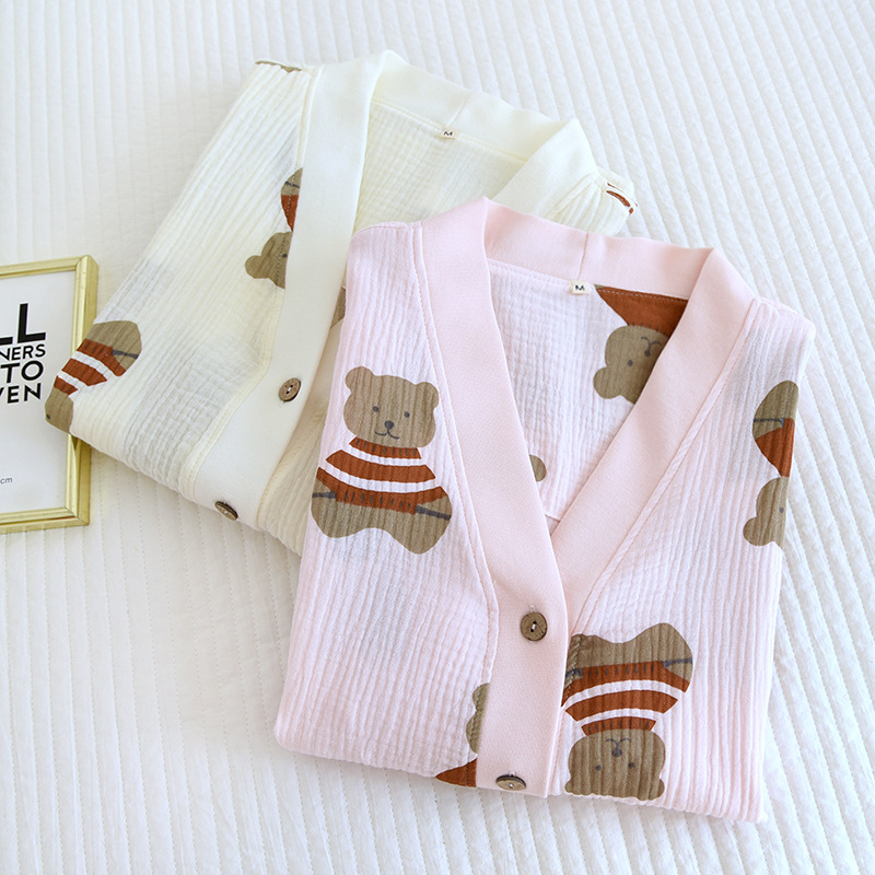 Βαμβακερό σετ πιτζάμας για εγκυμοσύνη και θηλασμό, μακριά μανίκια, παντελόνια, μεσαίο βάρος υφάσματος 161–180 g/m²