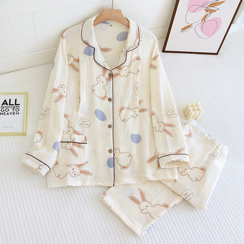 Βαμβακερό σετ πιτζάμας για εγκυμοσύνη και θηλασμό, μακριά μανίκια, παντελόνια, μεσαίο βάρος υφάσματος 161–180 g/m²