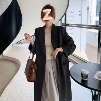 Dugi ženski blejzer od chenilla u korejskom stilu, s polo ovratnikom, jednostruko kopčanje, rukavi princeze, ultra kratka duljina (≤40 cm)