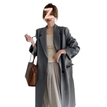 Dugi ženski blejzer od chenilla u korejskom stilu, s polo ovratnikom, jednostruko kopčanje, rukavi princeze, ultra kratka duljina (≤40 cm)