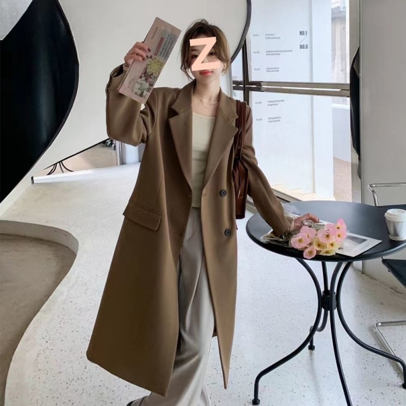 Dugi ženski blejzer od chenilla u korejskom stilu, s polo ovratnikom, jednostruko kopčanje, rukavi princeze, ultra kratka duljina (≤40 cm)