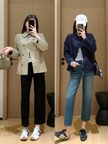 Windbreaker jakna od twill pamuka s unutarnjim šniranjem u struku, slobodan kroj, rever, dugi rukavi, jesen 2025, casual japansko-korejski stil