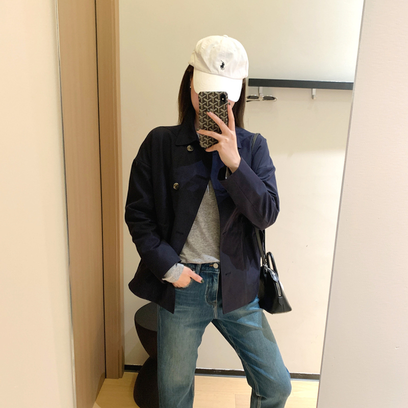 Windbreaker jakna od twill pamuka s unutarnjim šniranjem u struku, slobodan kroj, rever, dugi rukavi, jesen 2025, casual japansko-korejski stil