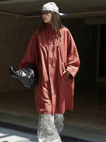 Ženska duga najlon windbreaker jakna, jednobojna boja, 95% najlon, zip zatvaranje, ležerni japansko-korejski stil