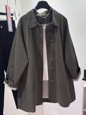 Ženska windbreaker jakna, korejskog stila, udoban slobodan kroj (Sastav tkanine: pamučna smjesa; Osnovni materijal: poliester; Uzorak: Drugi; Gustoća: Srednja; Ovratnik: polo)