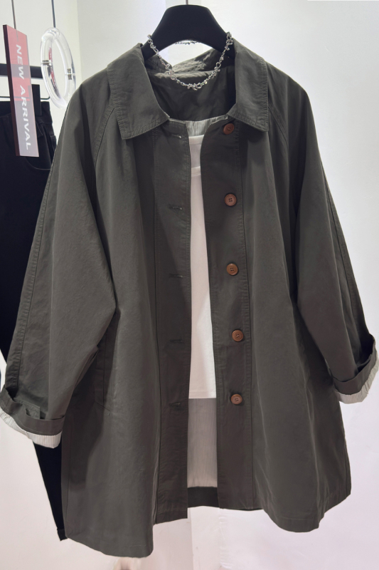 Ženska windbreaker jakna, korejskog stila, udoban slobodan kroj (Sastav tkanine: pamučna smjesa; Osnovni materijal: poliester; Uzorak: Drugi; Gustoća: Srednja; Ovratnik: polo)