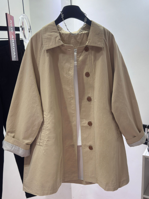 Ženska windbreaker jakna, korejskog stila, udoban slobodan kroj (Sastav tkanine: pamučna smjesa; Osnovni materijal: poliester; Uzorak: Drugi; Gustoća: Srednja; Ovratnik: polo)