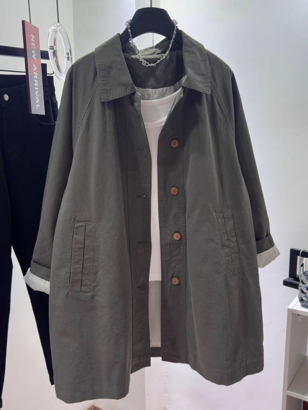 Ženska windbreaker jakna, korejskog stila, udoban slobodan kroj (Sastav tkanine: pamučna smjesa; Osnovni materijal: poliester; Uzorak: Drugi; Gustoća: Srednja; Ovratnik: polo)