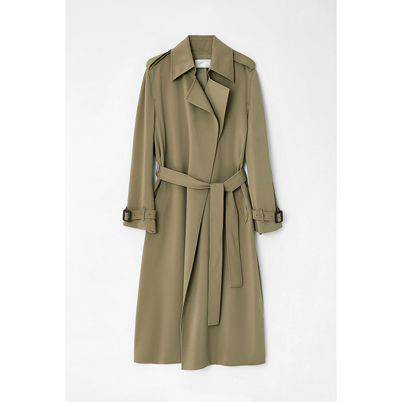 Ženski kaput srednje duljine od poliester-vunene smjese, jedinstveni uzorak, rever ovratnik, dugi rukavi